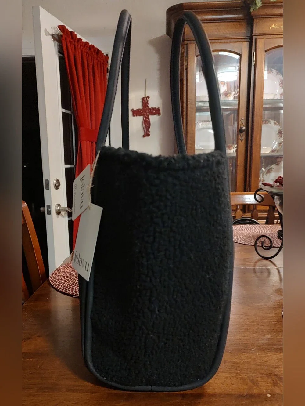 Jelavu Black Structured Tote with Gold Accent